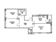 Планировка 3-комнатной квартиры, 93,1 м2
