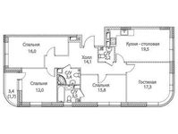 Планировка 4-комнатной квартиры, 104,7 м2