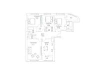 Планировка 4-комнатной квартиры, 129 м2