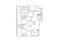 Планировка 3-комнатной квартиры, 72 м2