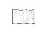 Планировка 2-комнатной квартиры, 55 м2