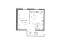 Планировка 2-комнатной квартиры, 55 м2