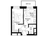 Планировка 2-комнатной квартиры, 32 м2