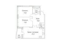 Планировка 3-комнатной квартиры, 71 м2