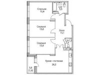 Планировка 4-комнатной квартиры, 99 м2