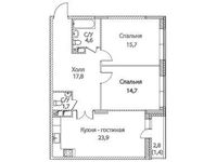 Планировка 3-комнатной квартиры, 81 м2