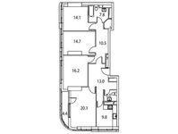 Планировка 4-комнатной квартиры, 113 м2