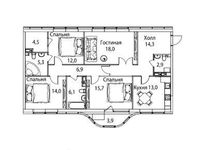 Планировка 4-комнатной квартиры, 119,5 м2