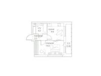 Планировка 1-комнатной квартиры, 33,6 м2