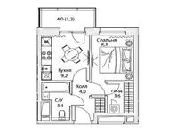Планировка 1-комнатной квартиры, 30,4 м2