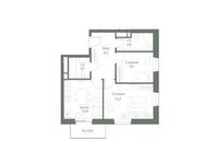 Планировка 2-комнатной квартиры, 56,6 м2