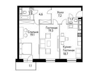 Планировка 2-комнатной квартиры, 75,6 м2