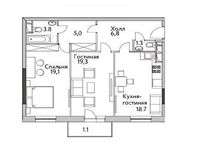 Планировка 2-комнатной квартиры, 76,6 м2