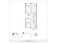 Планировка 3-комнатной квартиры, 75,5 м2