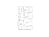 Планировка 3-комнатной квартиры, 73,7 м2