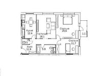 Планировка 3-комнатной квартиры, 83,9 м2