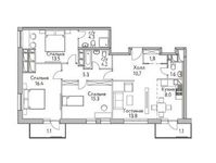 Планировка 4-комнатной квартиры, 100,7 м2