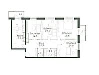 Планировка 4-комнатной квартиры, 107,2 м2
