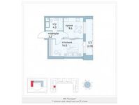 Планировка 1-комнатной квартиры, 33,9 м2