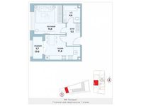 Планировка 1-комнатной квартиры, 37,3 м2