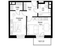 Планировка 1-комнатной квартиры, 44,4 м2