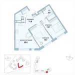 Планировка 2-комнатной квартиры, 70,1 м2