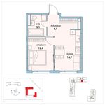 Планировка 1-комнатной квартиры, 37,9 м2