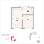 Планировка 1-комнатной квартиры, 36,4 м2