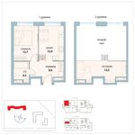 Планировка 1-комнатной квартиры, 51,9 м2