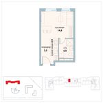 Планировка квартиры студии, 27,1 м2