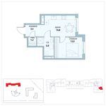 Планировка 1-комнатной квартиры, 36,5 м2