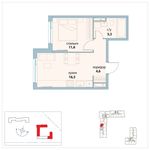 Планировка 1-комнатной квартиры, 38 м2