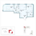 Планировка 2-комнатной квартиры, 62,1 м2