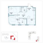 Планировка 2-комнатной квартиры, 57,6 м2