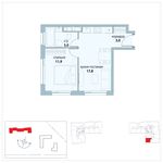 Планировка 1-комнатной квартиры, 37,7 м2