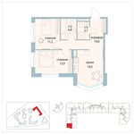 Планировка 2-комнатной квартиры, 56,7 м2