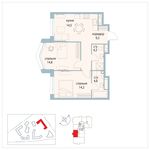 Планировка 2-комнатной квартиры, 61,9 м2