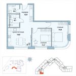 Планировка 2-комнатной квартиры, 61 м2