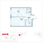 Планировка 1-комнатной квартиры, 41,1 м2