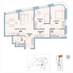 Планировка квартиры студии, 83,7 м2
