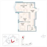 Планировка 2-комнатной квартиры, 62,6 м2