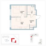 Планировка 1-комнатной квартиры, 40,3 м2