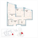 Планировка 2-комнатной квартиры, 62,9 м2