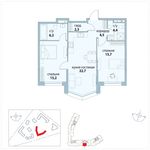 Планировка 2-комнатной квартиры, 71 м2