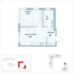 Планировка 1-комнатной квартиры, 39,5 м2