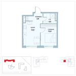 Планировка 1-комнатной квартиры, 34,2 м2
