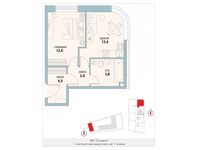 Планировка 1-комнатной квартиры, 37,7 м2