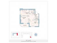 Планировка 2-комнатной квартиры, 57,5 м2