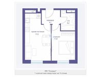 Планировка 1-комнатной квартиры, 37,6 м2