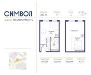 Планировка квартиры студии, 36,9 м2